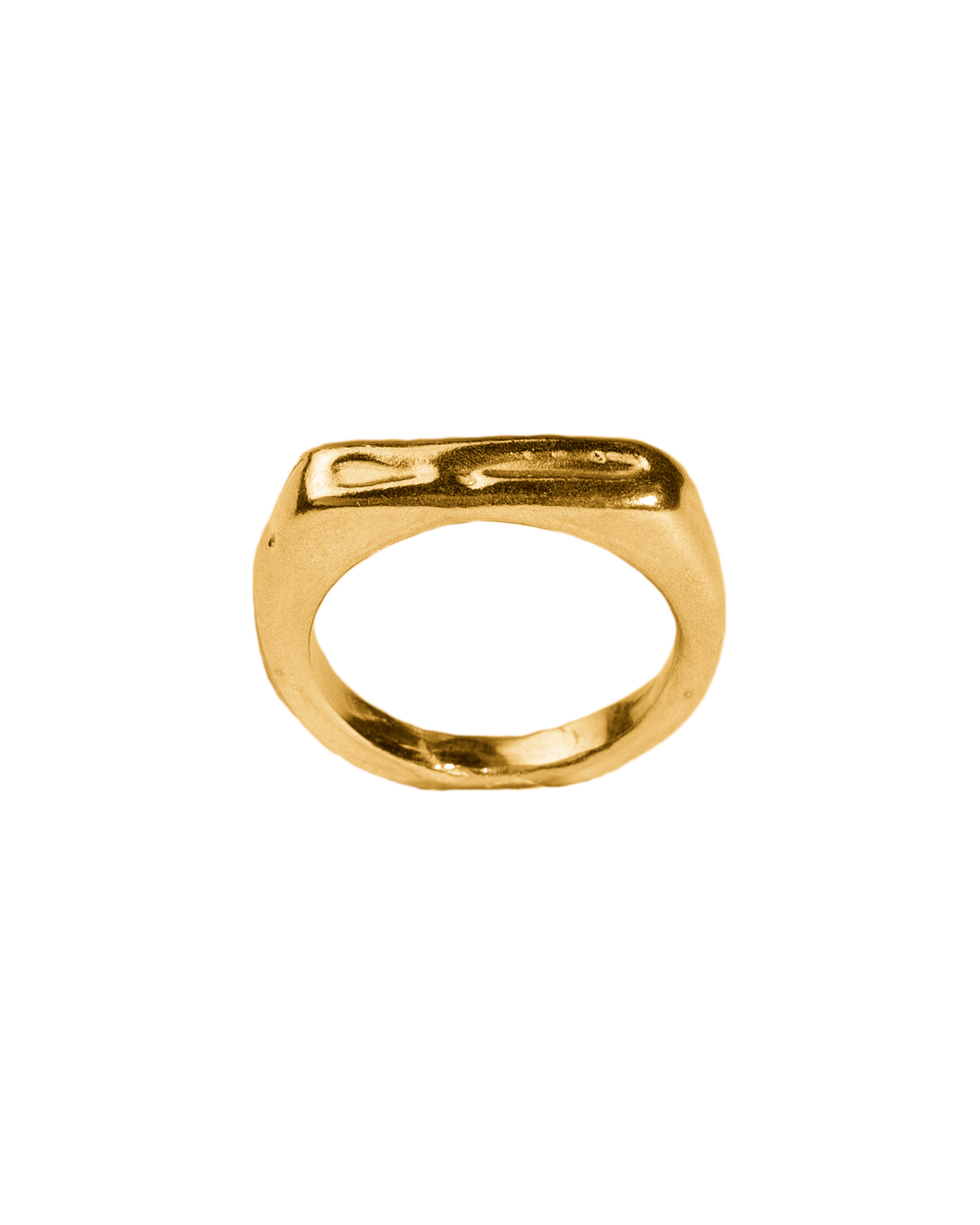 Anillo sello Melted Signet I dorado, hecho a mano con plata de ley en Valencia
