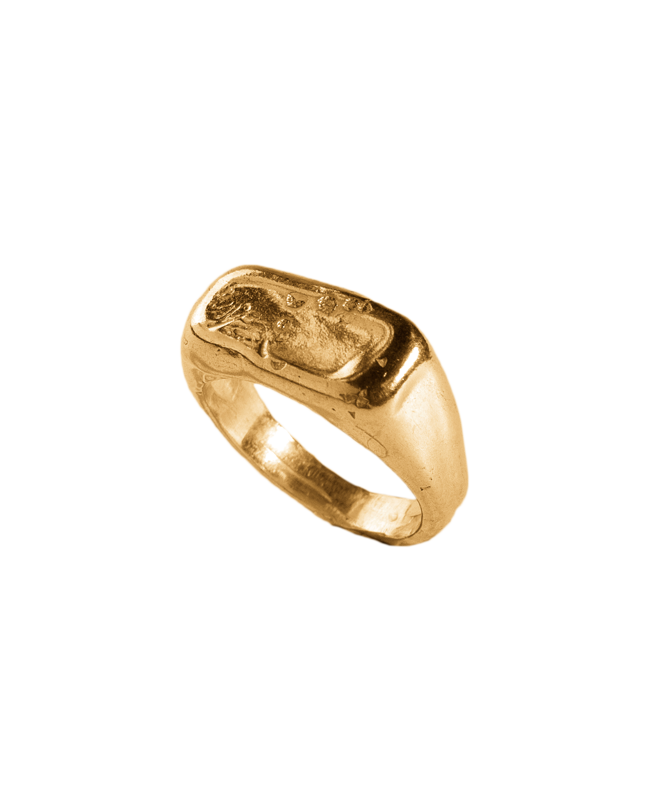 Anillo sello Melted Signet II dorado, hecho a mano con plata de ley en Valencia
