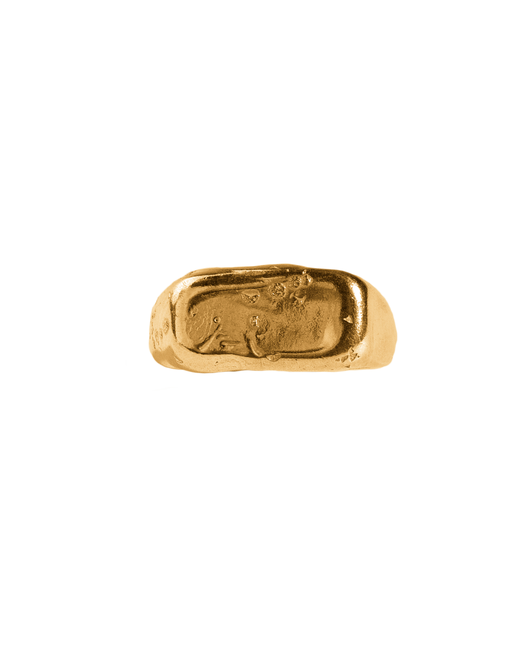 Anillo sello Melted Signet II dorado, hecho a mano con plata de ley en Valencia
