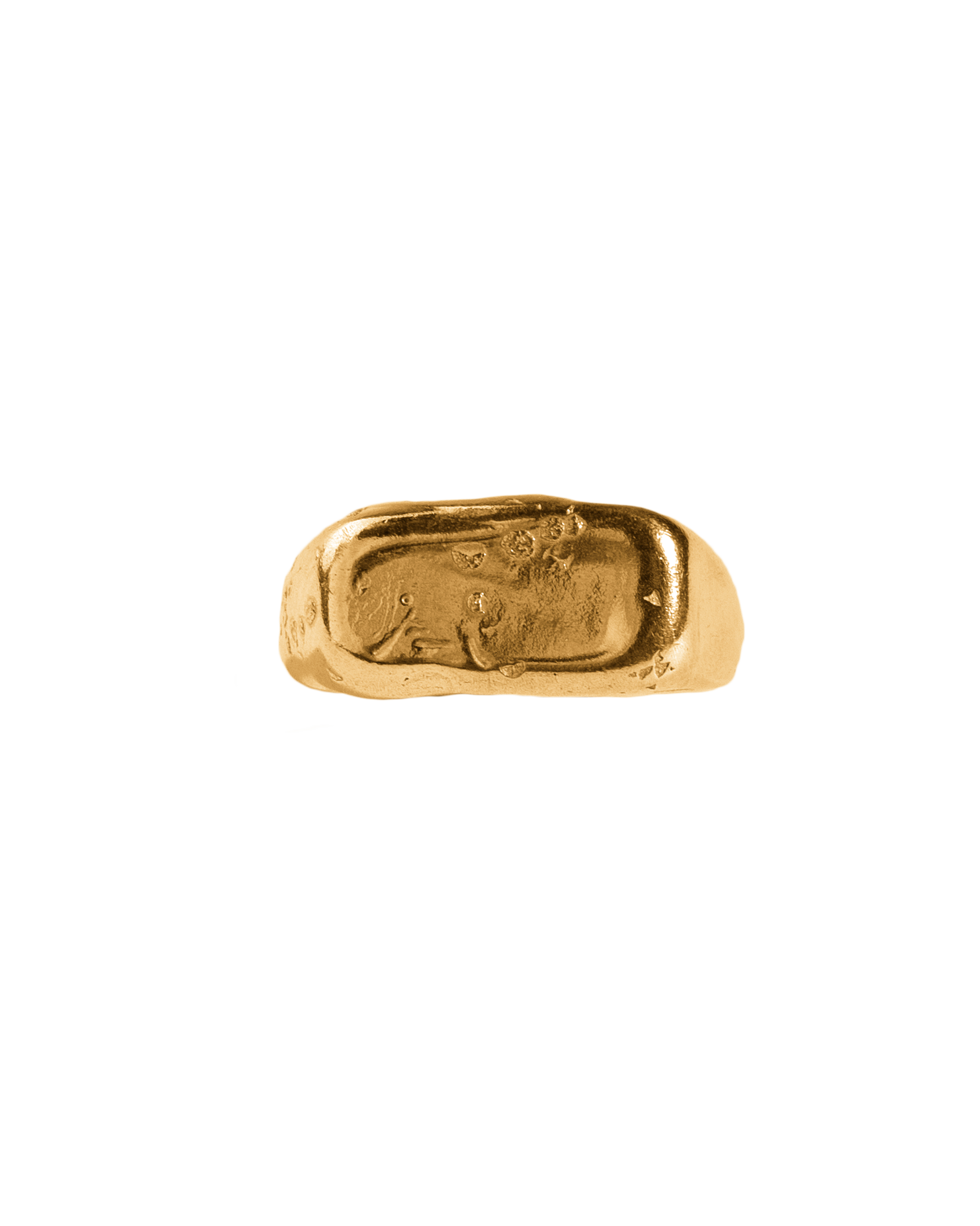 Anillo sello Melted Signet II dorado, hecho a mano con plata de ley en Valencia
