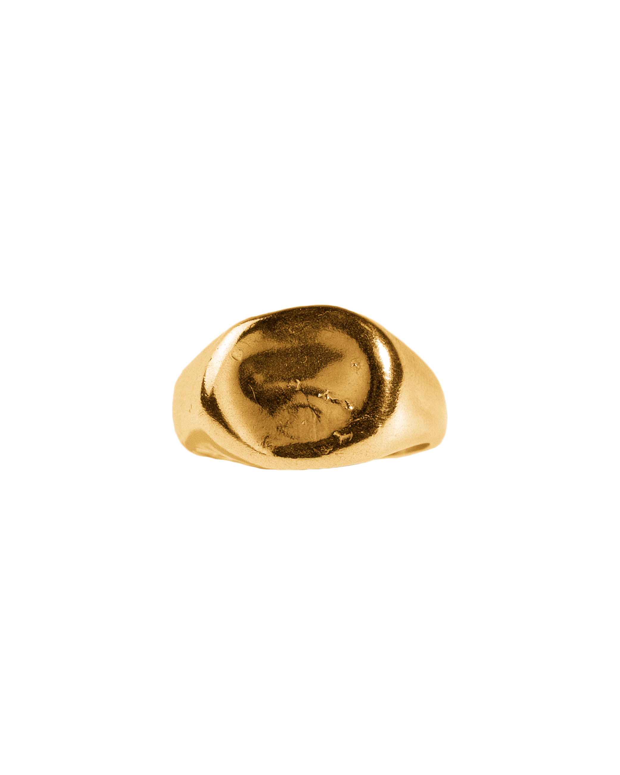 Anillo sello Melted Signet O dorado, hecho a mano con plata de ley en Valencia
