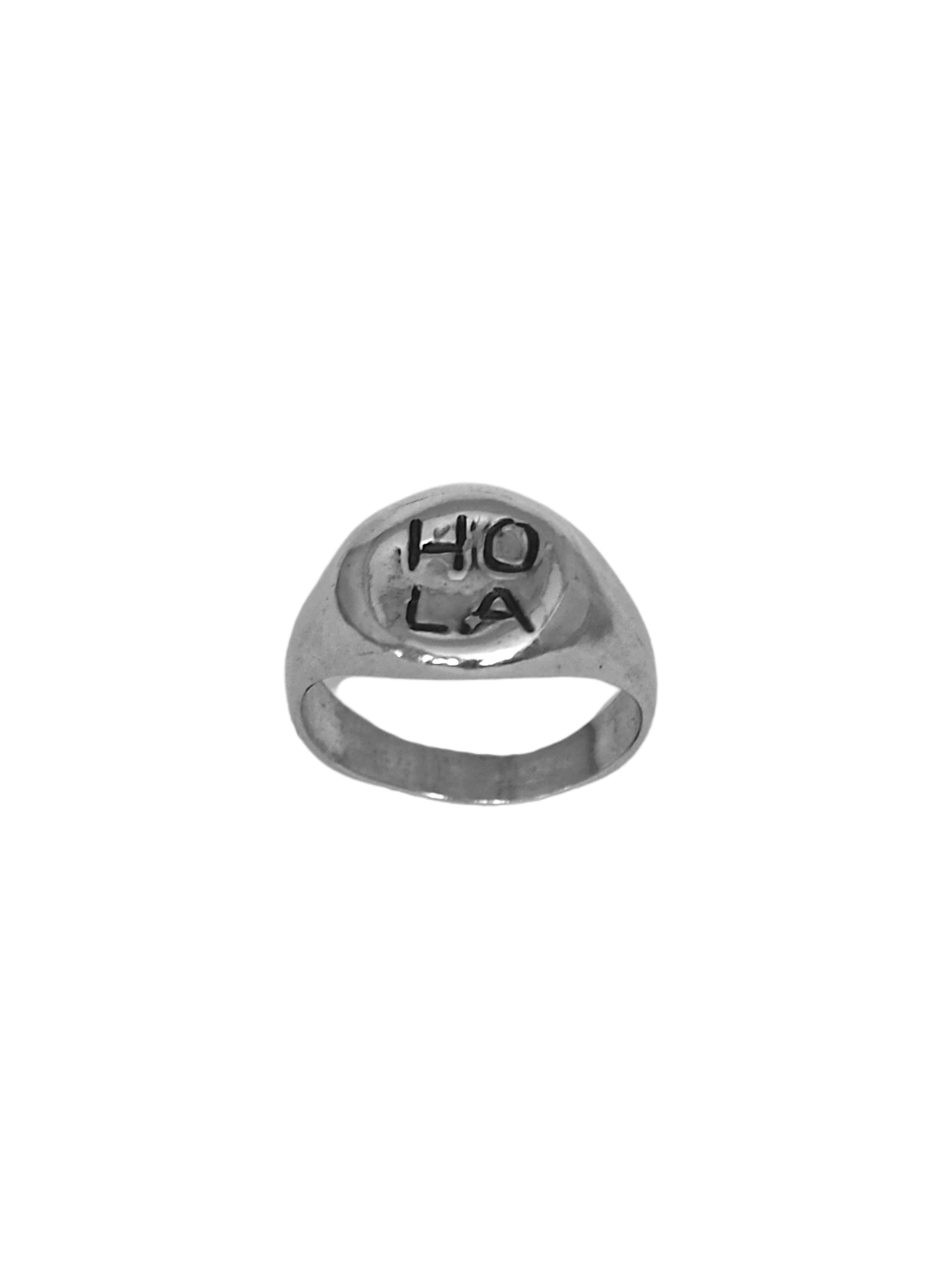 Anillo sello HOLA signet, hecho a mano en plata de ley