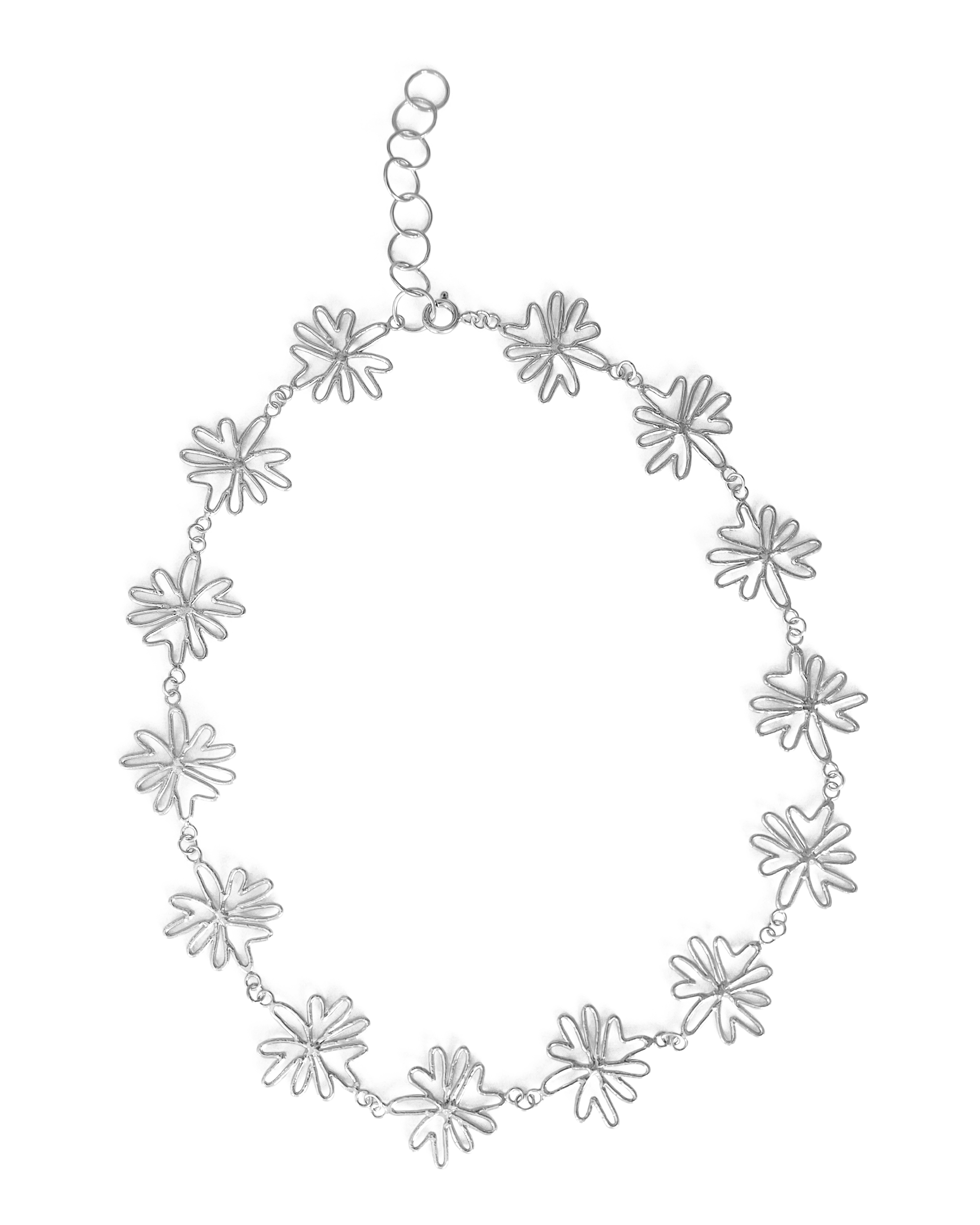 Collar de flores, hecho a mano con plata de ley en Valencia