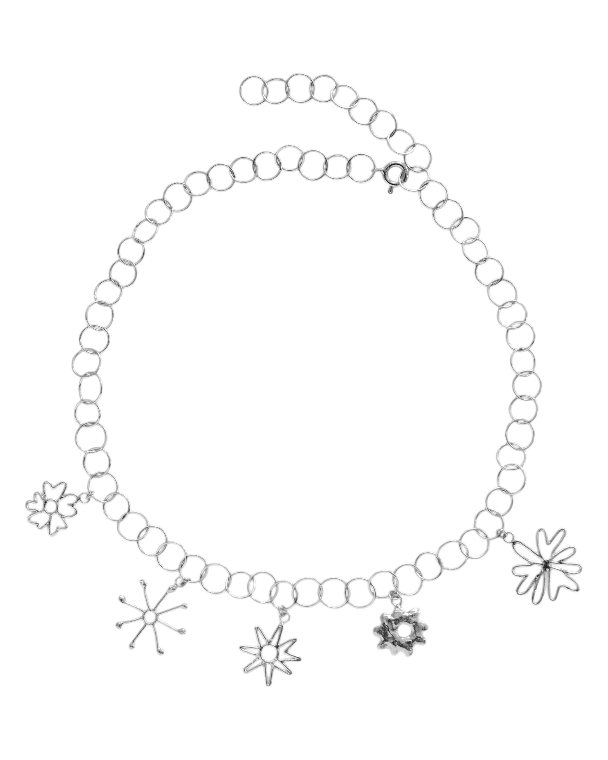 Collar de flores Ramo, hecho a mano en Valencia con plata de ley